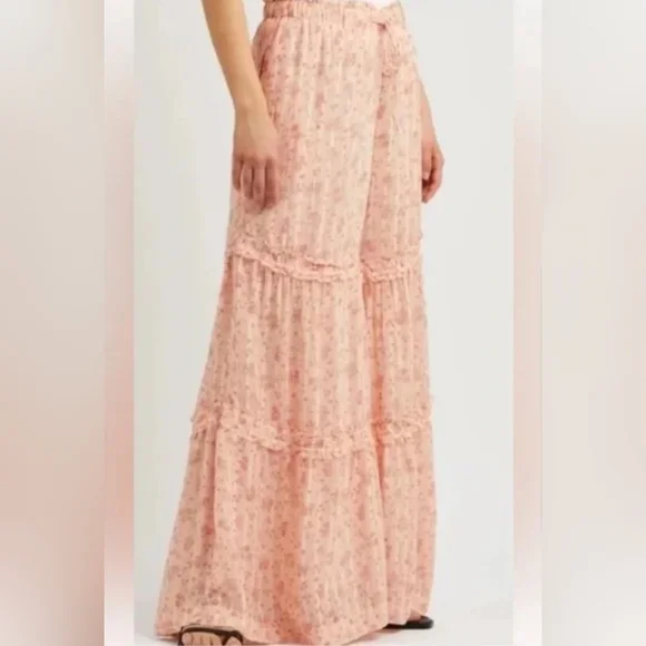 Free People Emmaline Wide Leg Tiered Floral Pants - Picture 3 of 8